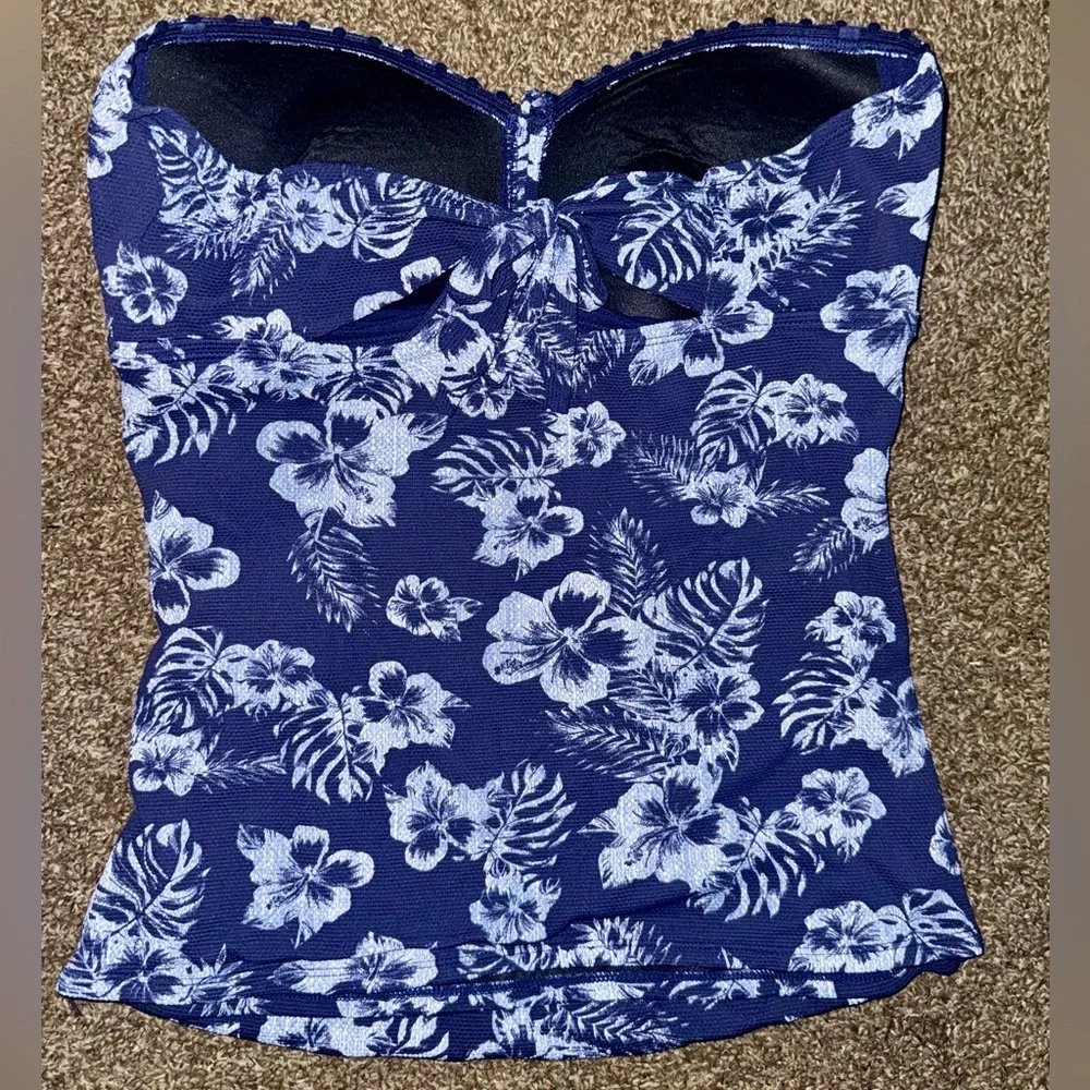 Tommy Bahama Chambray Blossom Floral Tankini Top - Picture 3 of 7